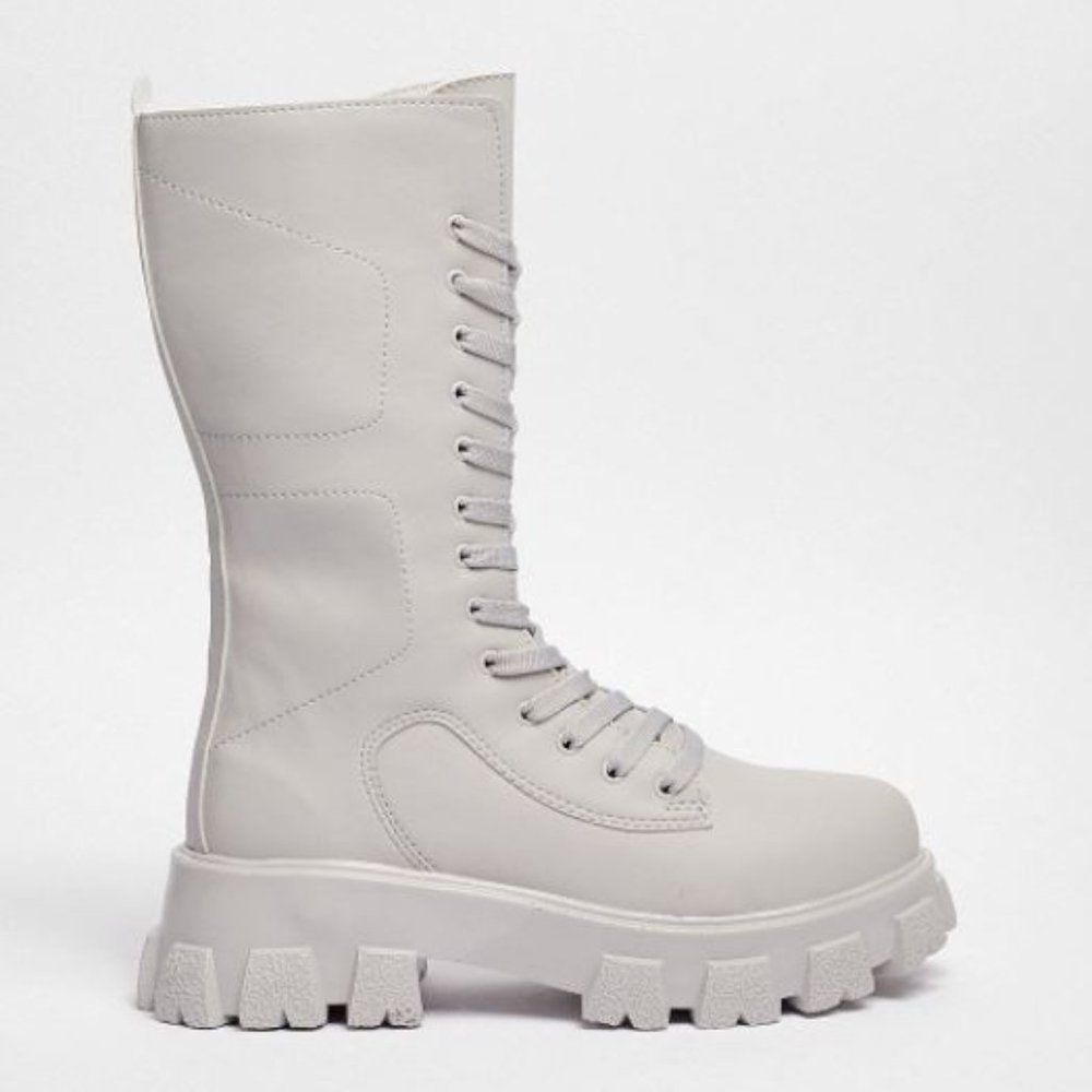 NASTY GAL | Chunky Calf High Lace Up Boots
